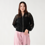 メッシュニット ジップ カーディガン