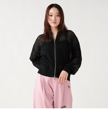 メッシュニット ジップ カーディガン