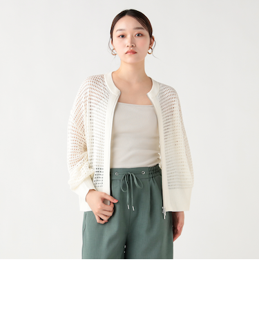 メッシュニット ジップ カーディガン
