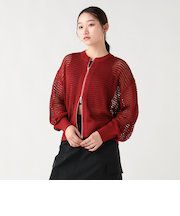 メッシュニット ジップ カーディガン