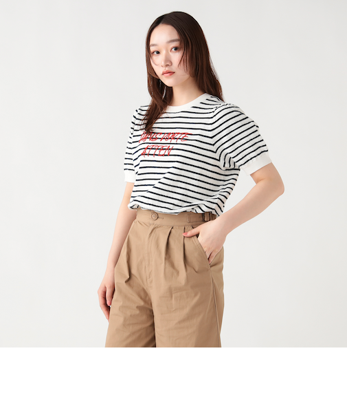 デコボコ ロゴ刺繍 ニット