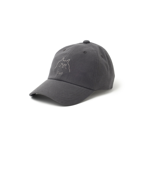 麻混 アニマル刺繍 キャップ