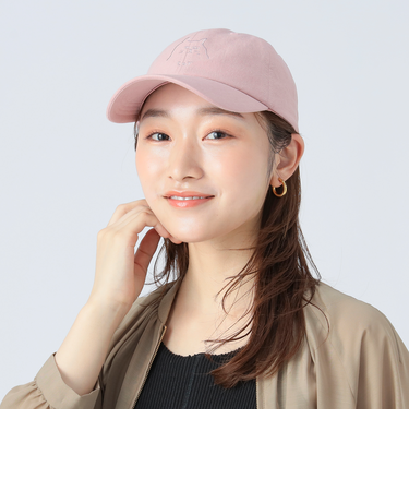 麻混 アニマル刺繍 キャップ