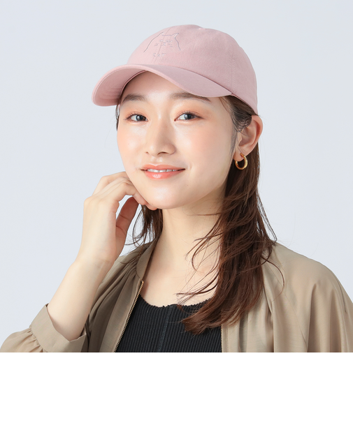 麻混 アニマル刺繍 キャップ