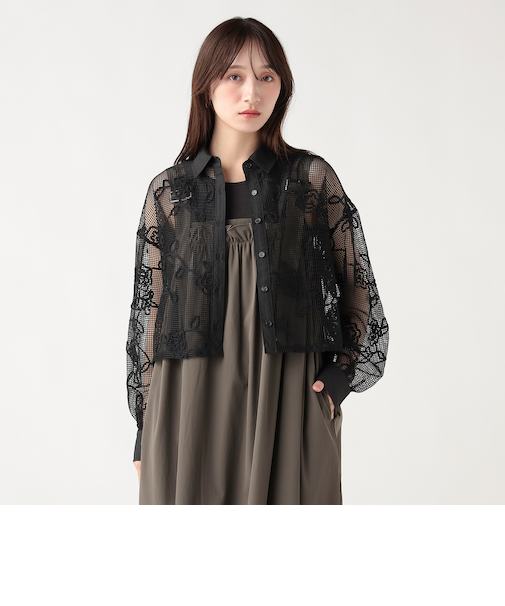 レギュラーカラー レース シャツ