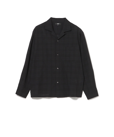 コットン レーヨン シャドー チェック オープン カラー シャツ