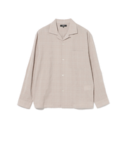 コットン レーヨン シャドー チェック オープン カラー シャツ