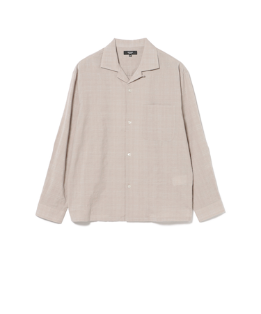 コットン レーヨン シャドー チェック オープン カラー シャツ