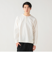 ポリエステル ワッフル ヘンリーネック カットソー