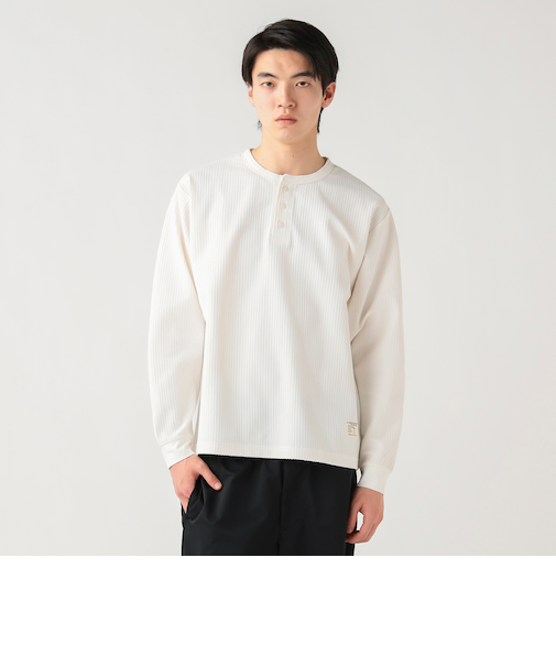 ポリエステル ワッフル ヘンリーネック カットソー
