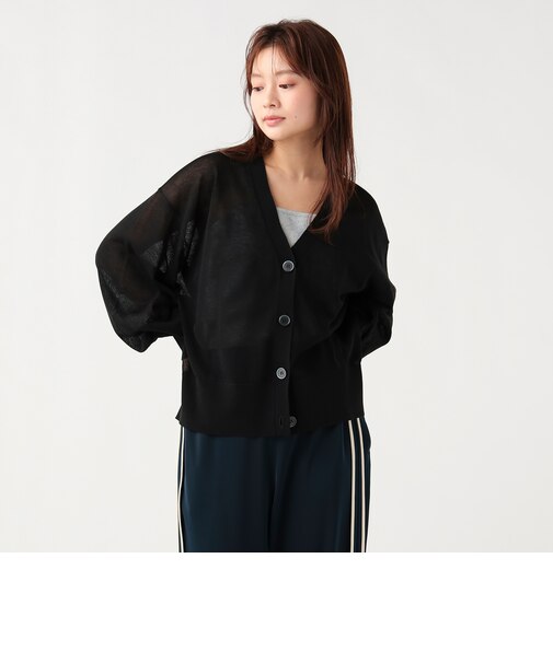 シアー Vネック ニットカーディガン