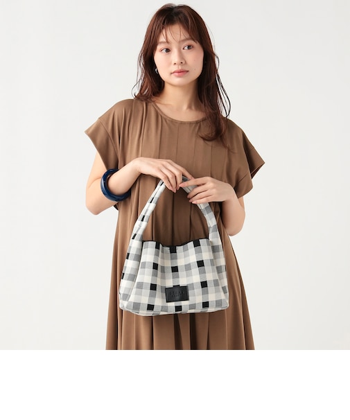 ギンガム チェック ニット バッグ