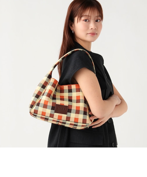 ギンガム チェック ニット バッグ