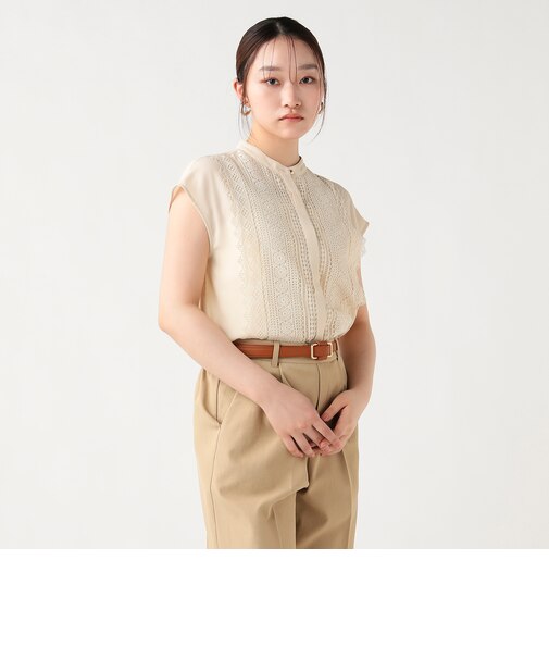 フロント レース フレンチ ブラウス