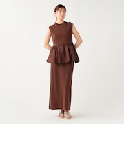 異素材 ペプラムニット ワンピース（セットアイテム）