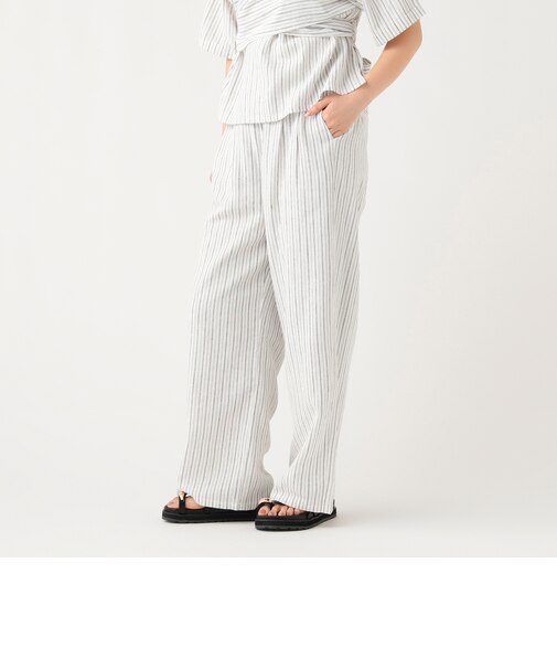 麻混 タック イージー パンツ