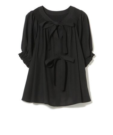 2WAY シャーリング リボンブラウス