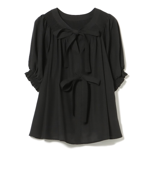 2WAY シャーリング リボンブラウス