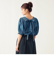 2WAY シャーリング リボンブラウス