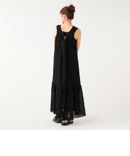 バック リボン ジャカード ワンピース