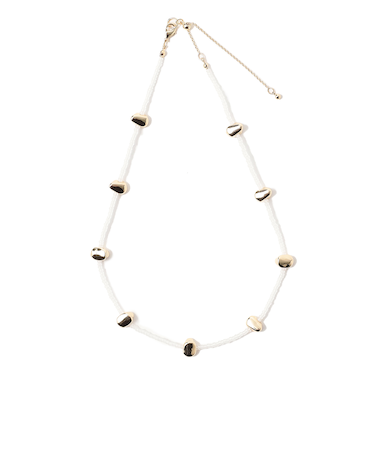 マット ビーズ×メタル ネックレス