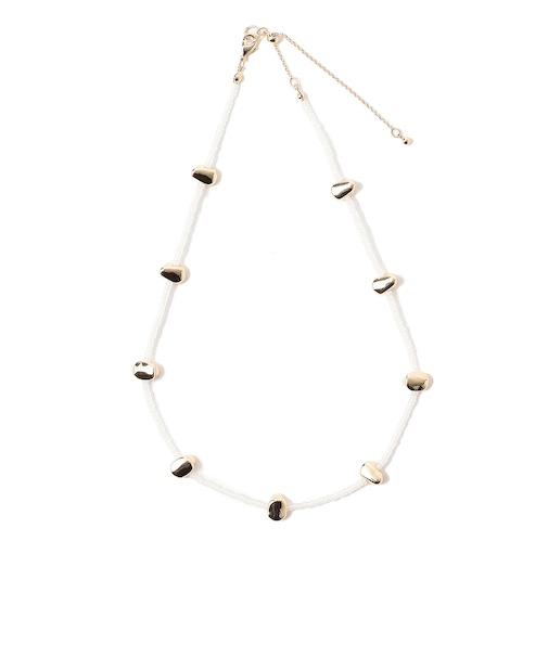 マット ビーズ×メタル ネックレス