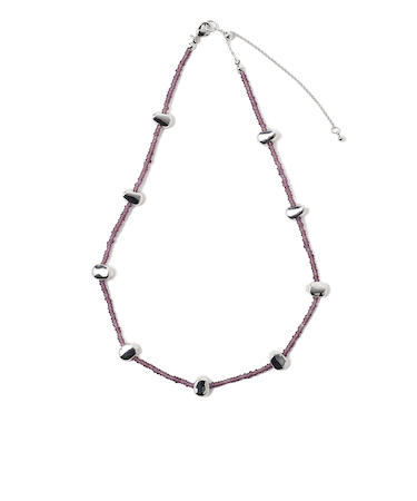 マット ビーズ×メタル ネックレス