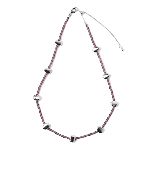 マット ビーズ×メタル ネックレス