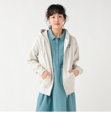 スマイル 刺繍 ジップパーカー