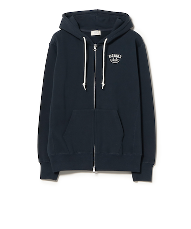 スマイル 刺繍 ジップパーカー