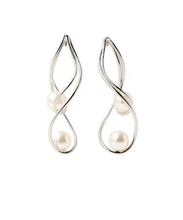 フェイクパール 細ライン ピアス