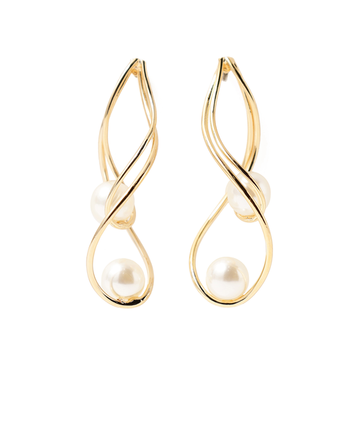 フェイクパール 細ライン ピアス