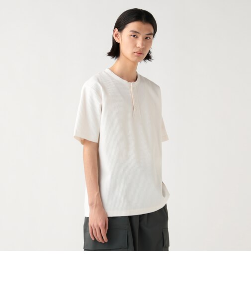 ワッフル ヘンリーネック ショートスリーブ カットソー