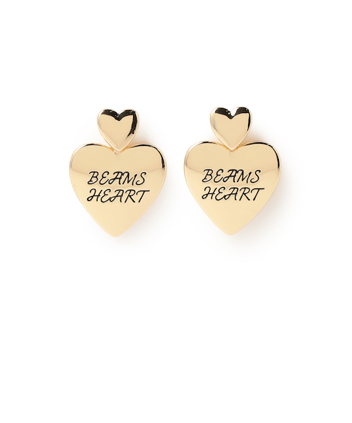 ハートモチーフ ロゴ入り ピアス