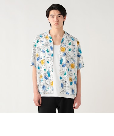 プリント オープンカラー シャツ