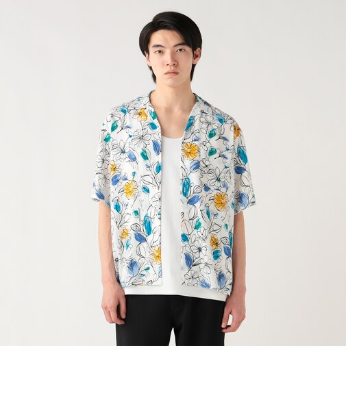 プリント オープンカラー シャツ