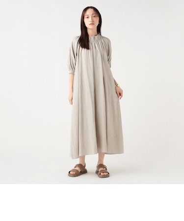 麻混 オフショルダー ワンピース