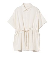 麻混 ウエスト ドロスト シャツ