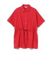 麻混 ウエスト ドロスト シャツ