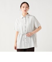 麻混 ウエスト ドロスト シャツ