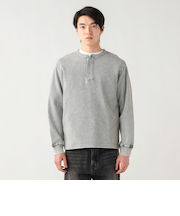 加工 ワッフル ヘンリーネック ロングスリーブ