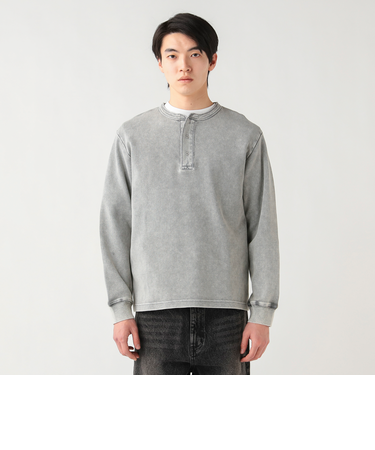 加工 ワッフル ヘンリーネック ロングスリーブ