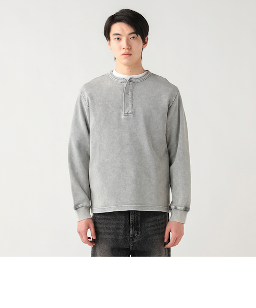 加工 ワッフル ヘンリーネック ロングスリーブ