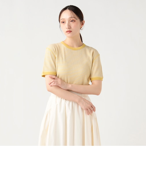 ワッフル ボーダー プルオーバー