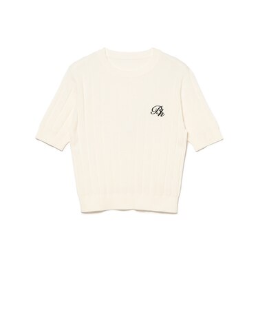 エンブレム刺繍 半袖ニット