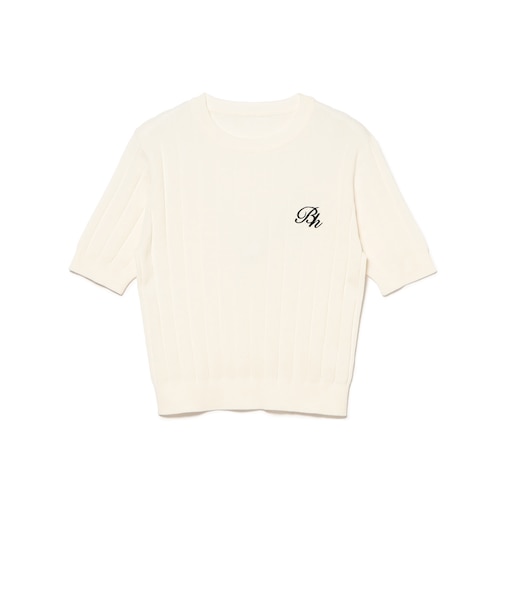 エンブレム刺繍 半袖ニット