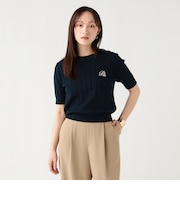 エンブレム刺繍 半袖ニット