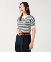 エンブレム刺繍 半袖ニット