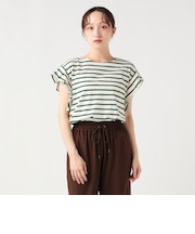 袖タック ボーダー プルオーバー