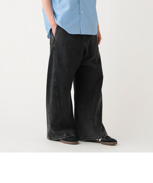 コットン天竺 フェード ワイドストレート パンツ